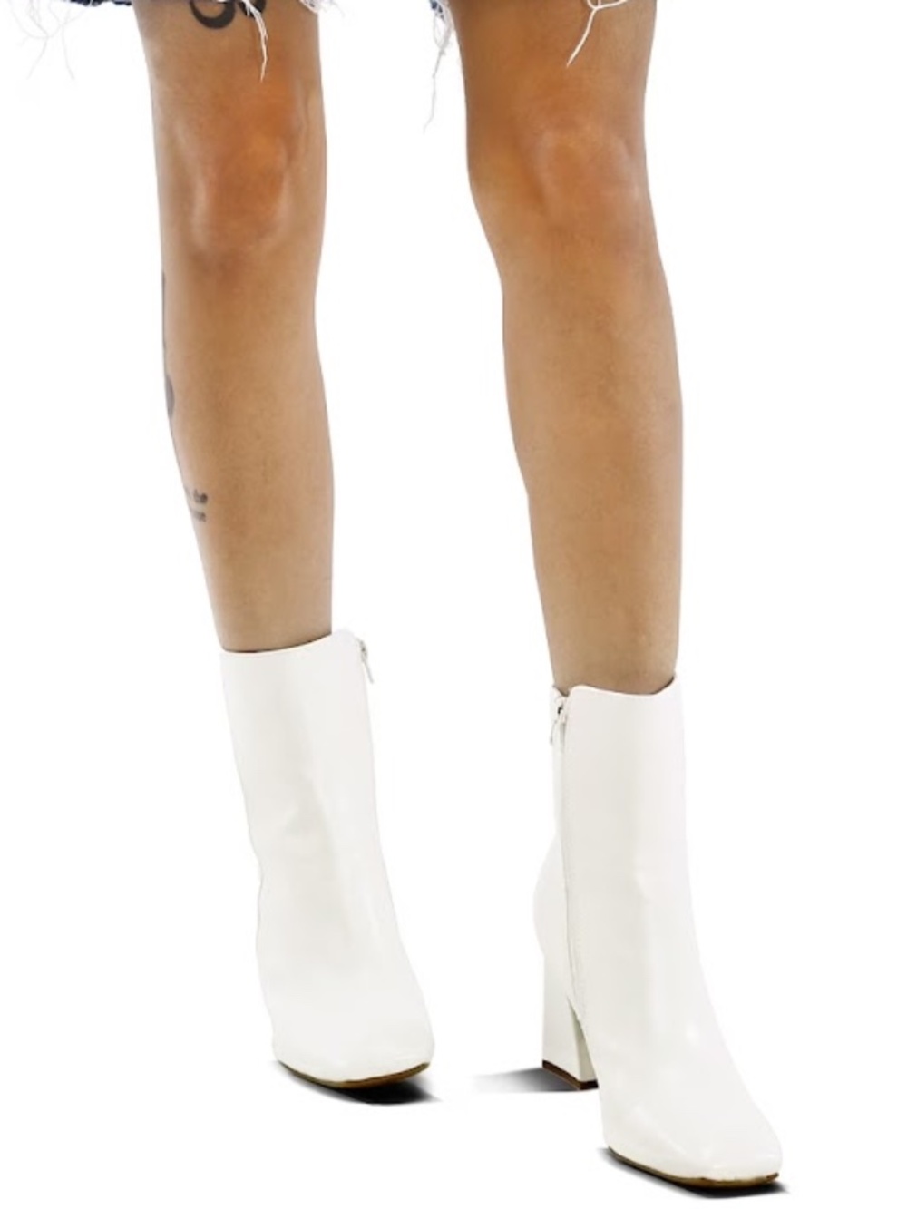White Vegan Leather Mid-Calf Gogo Boots Women's Size 8.5